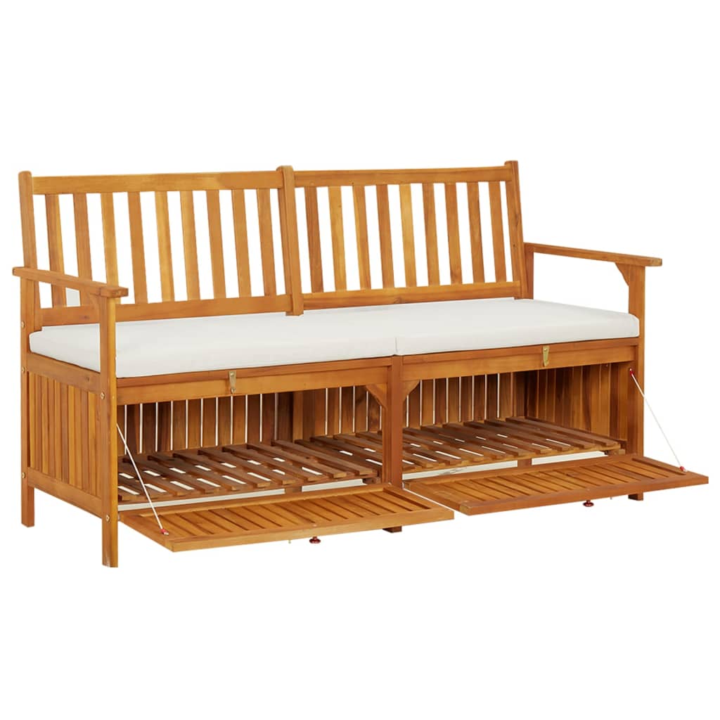 Cassapanca Con Cuscino 148 Cm In Legno Massello Di Acacia - Image 3