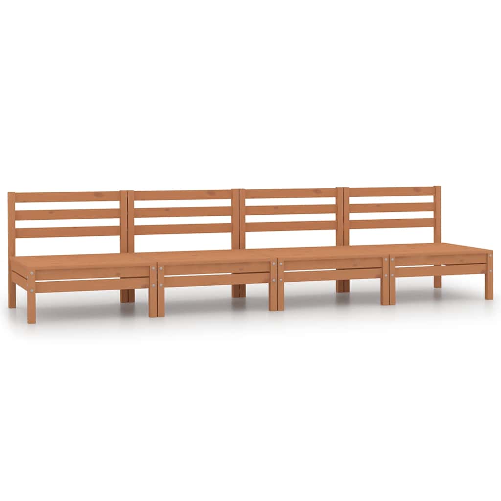 Divani Centrali Da Giardino 4pz Ambra In Legno Massello Di Pino