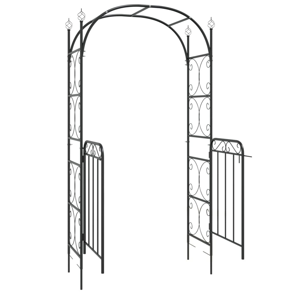 Arco Da Giardino Con Cancello Nero 108x45x235 Cm Acciaio