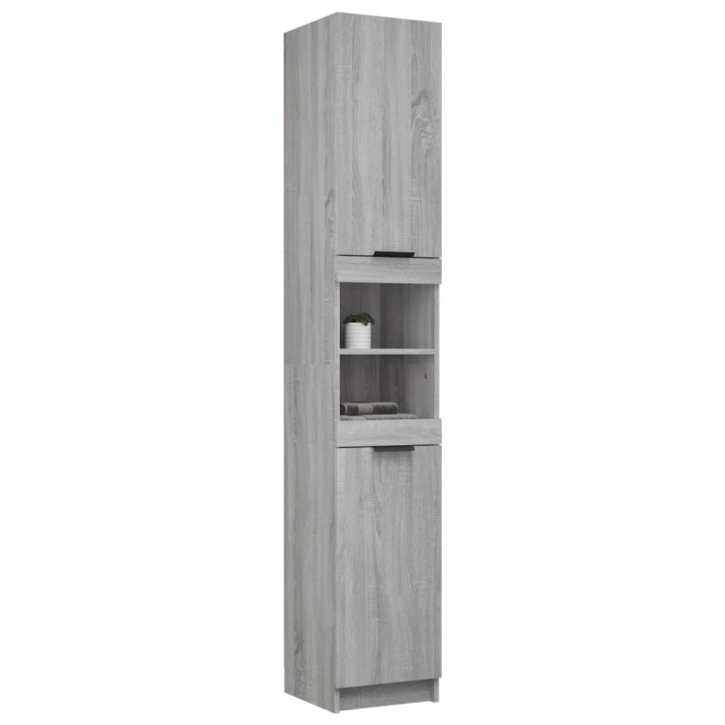 Armadietto Bagno Grigio Sonoma 32x34x188,5 Cm Legno Multistrato