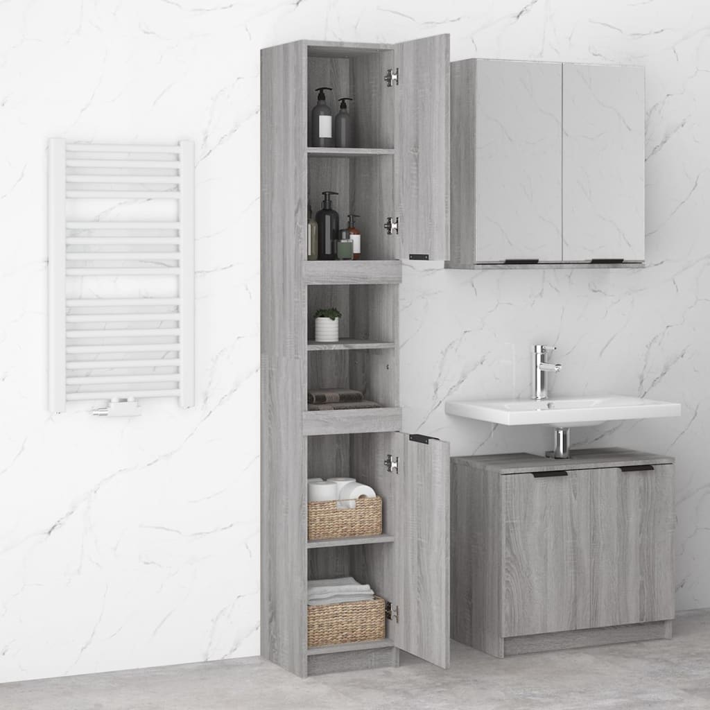 Armadietto Bagno Grigio Sonoma 32x34x188,5 Cm Legno Multistrato - Image 6