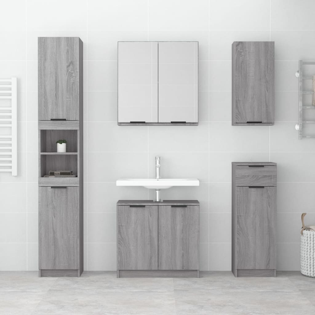 Armadietto Bagno Grigio Sonoma 32x34x188,5 Cm Legno Multistrato - Image 5