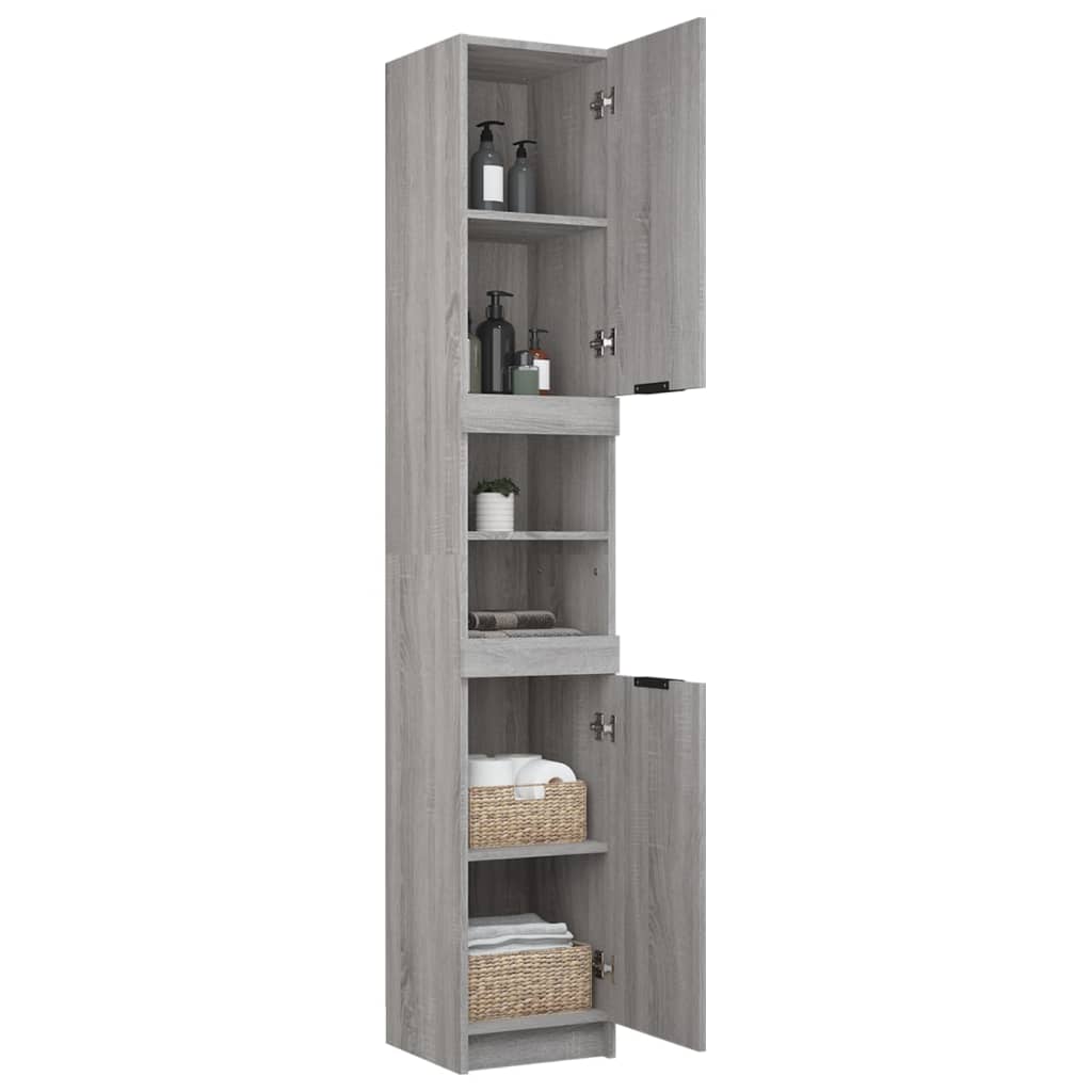 Armadietto Bagno Grigio Sonoma 32x34x188,5 Cm Legno Multistrato - Image 3
