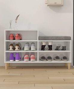 Scarpiera Bianco Lucido 102x36x60 Cm In Legno Multistrato
