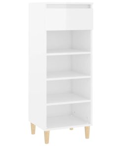 Scarpiera Bianco Lucido 40x36x105 Cm In Legno Multistrato