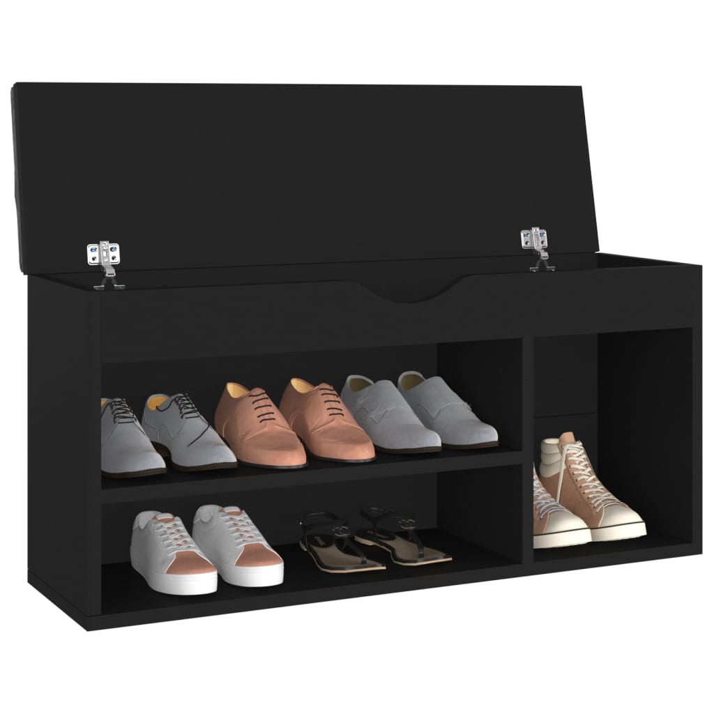 Panca Porta Scarpe Con Cuscino Nera 104x30x49cm Multistrato