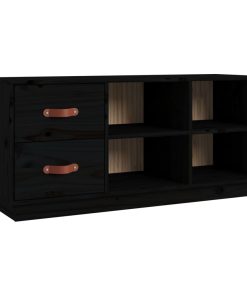 Scarpiera Nera 100x34x45 Cm In Legno Massello Di Pino