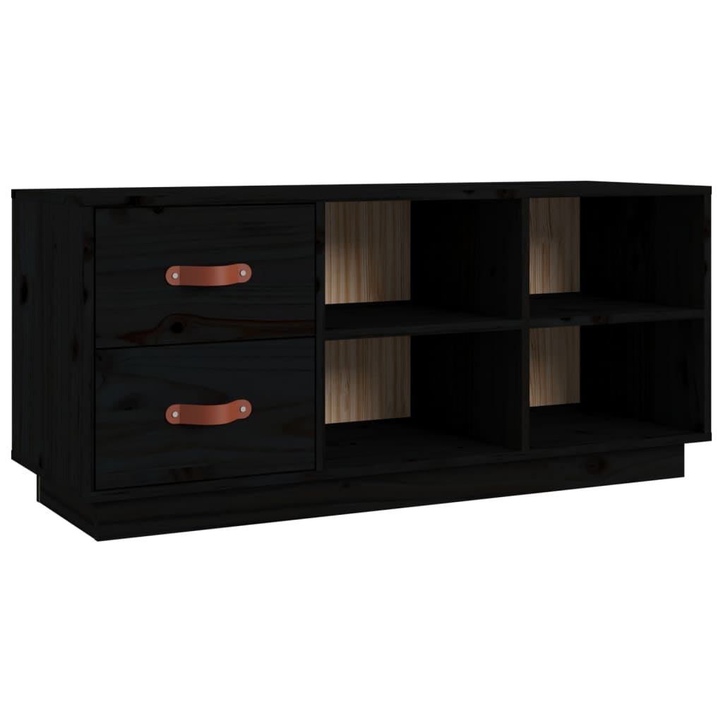 Scarpiera Nera 100x34x45 Cm In Legno Massello Di Pino