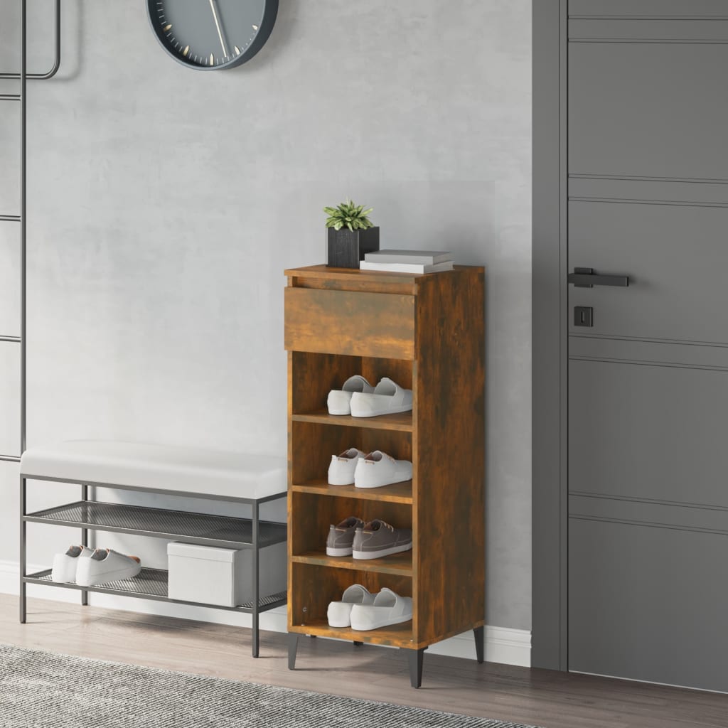 Scarpiera Rovere Fumo 40x36x105 Cm In Legno Multistrato - Image 3
