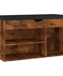 Panca Porta Scarpe Cuscino Rovere Fumo 80x30x47cm Multistrato