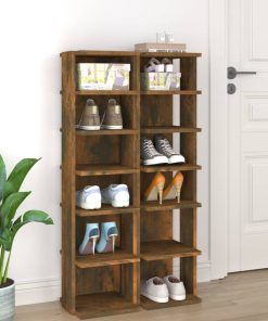Scarpiere 2 Pz Rovere Fumo 27,5x27x102 Cm In Legno Multistrato
