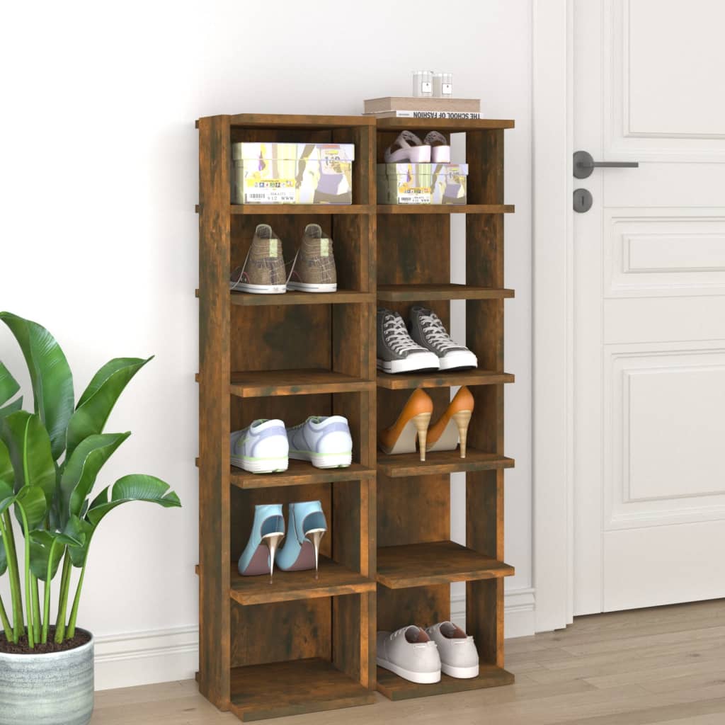 Scarpiere 2 Pz Rovere Fumo 27,5x27x102 Cm In Legno Multistrato