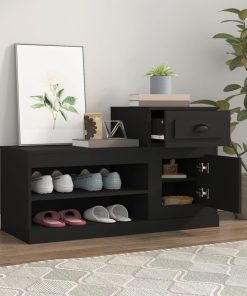 Scarpiera Nera 100x42x60 Cm In Legno Multistrato