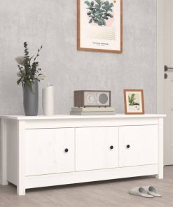 Scarpiera Bianca 110x38x45,5 Cm In Legno Massello Di Pino