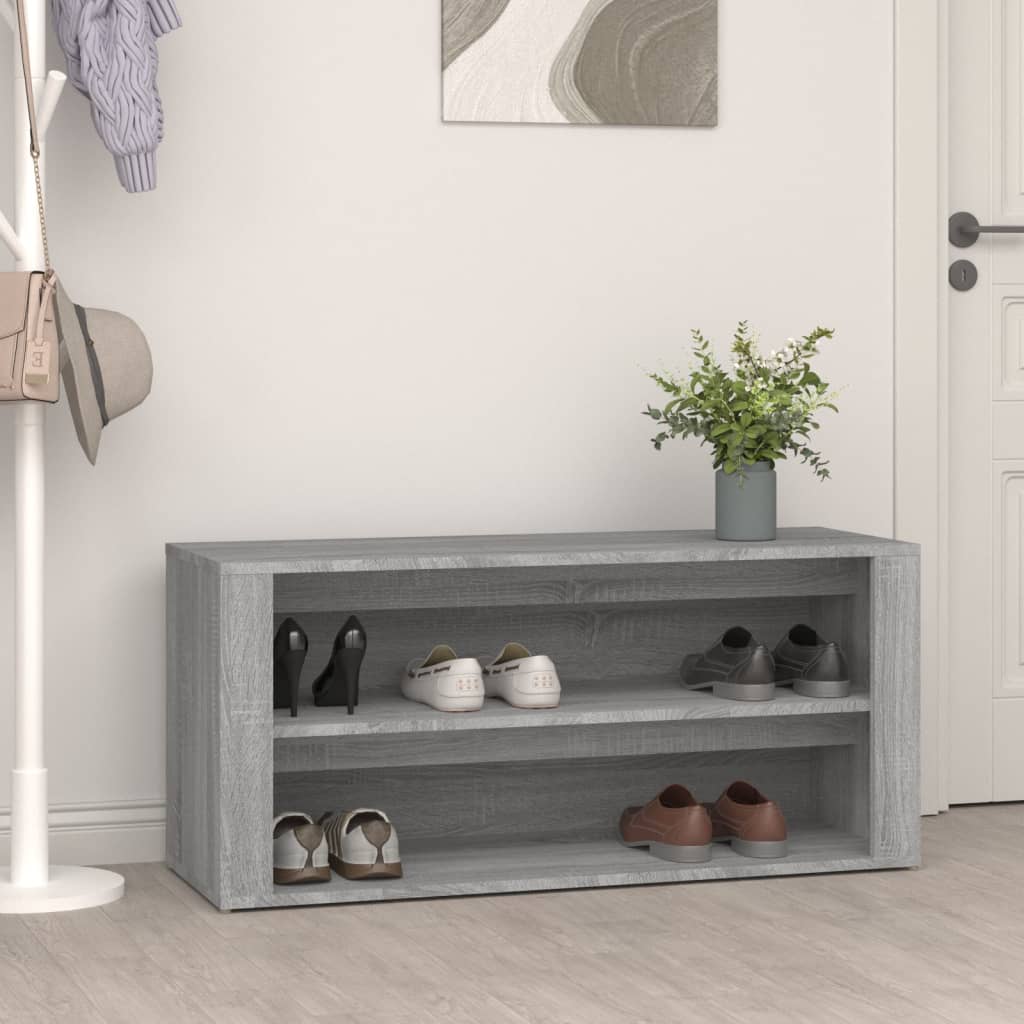 Scarpiera Grigio Cemento 100x35x45 Cm In Legno Multistrato