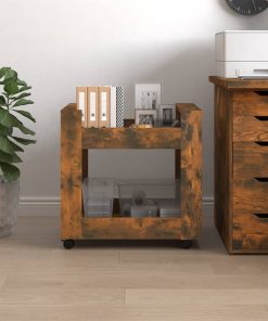 Carrello Scrivania Rovere Fumo 60x45x60 Cm Legno Multistrato
