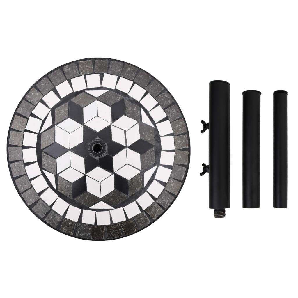 Base Per Ombrellone Nero E Bianco Rotonda 12 kg