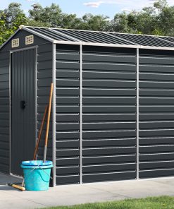 Capanno Da Giardino Antracite 191x470x198 Cm In Acciaio Zincato