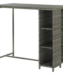 Tavolo Da Bar Con Ripiani Grigio 120x60x110 Cm In Polyrattan