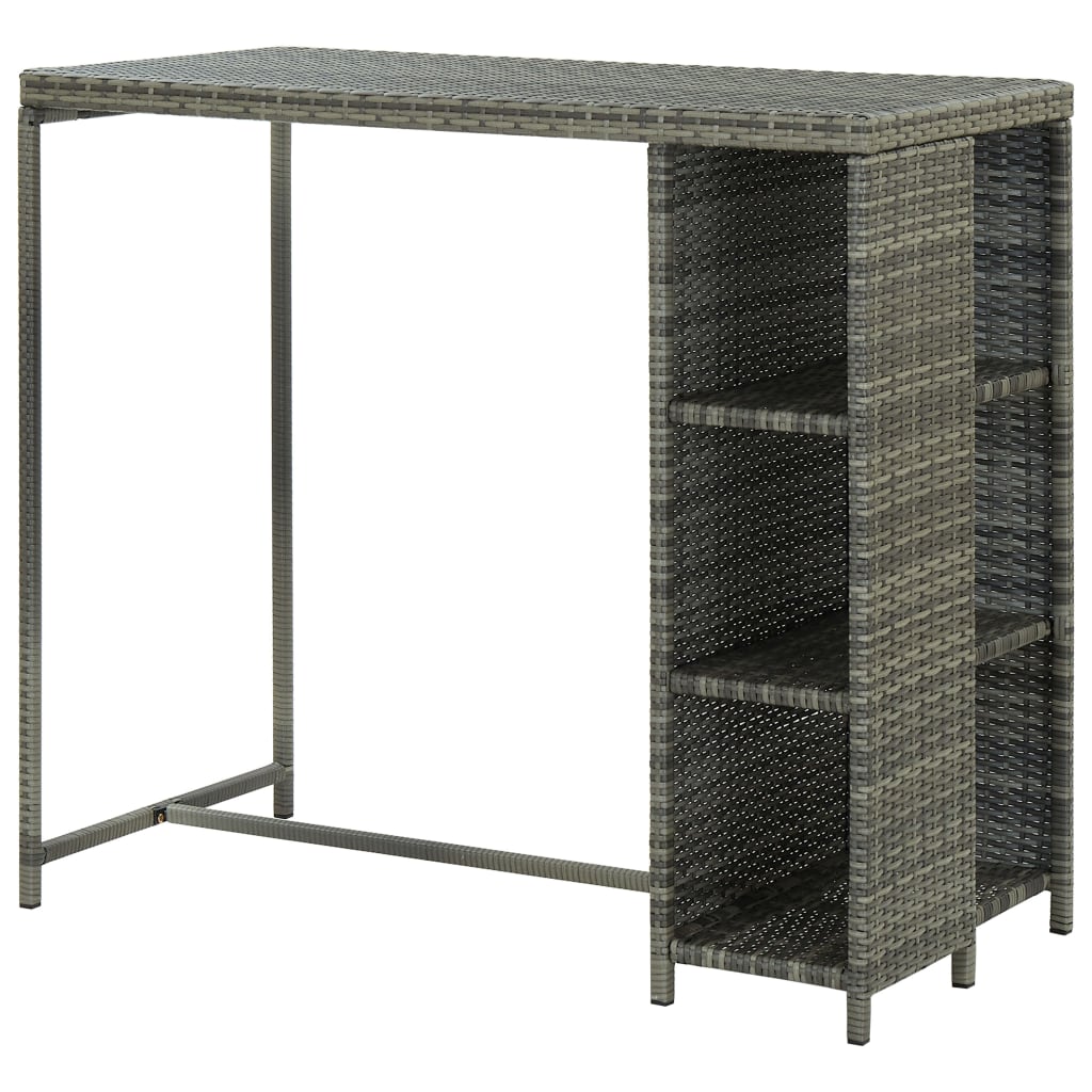 Tavolo Da Bar Con Ripiani Grigio 120x60x110 Cm In Polyrattan