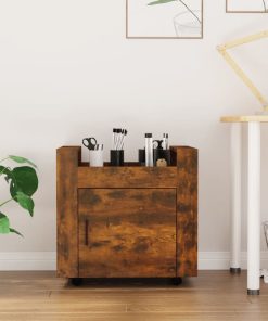 Carrello Scrivania Rovere Fumo 60x45x60 Cm Legno Multistrato
