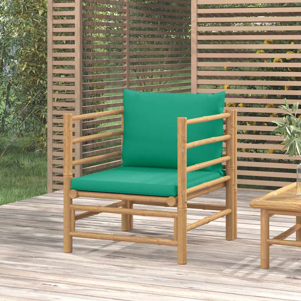 Divano Da Giardino Con Cuscini Verdi In Bambù