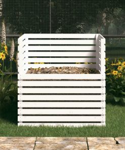 Compostiera Bianca 100x100x102 Cm In Legno Massello Di Pino