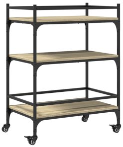 Carrello Da Cucina Rovere Sonoma 65x40x86,5cm Legno Multistrato