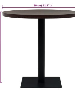 Tavolo Bistrot In Mdf E Acciaio Rotondo 80x75 Cm Cenere Scura
