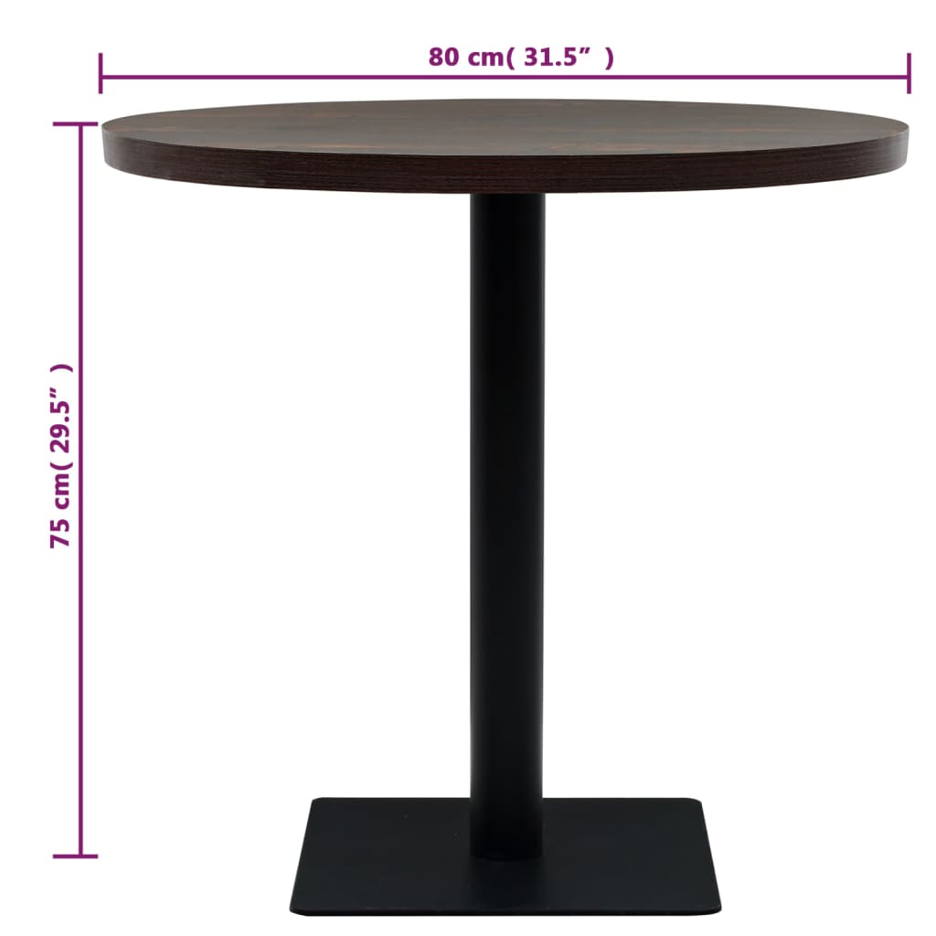 Tavolo Bistrot In Mdf E Acciaio Rotondo 80x75 Cm Cenere Scura