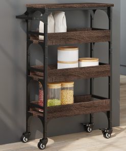 Carrello Cucina Rovere Marrone 53x20x76 Cm Legno Multistrato