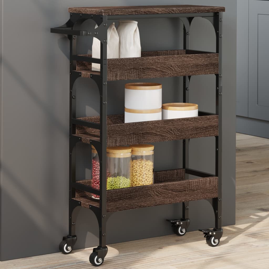 Carrello Cucina Rovere Marrone 53x20x76 Cm Legno Multistrato