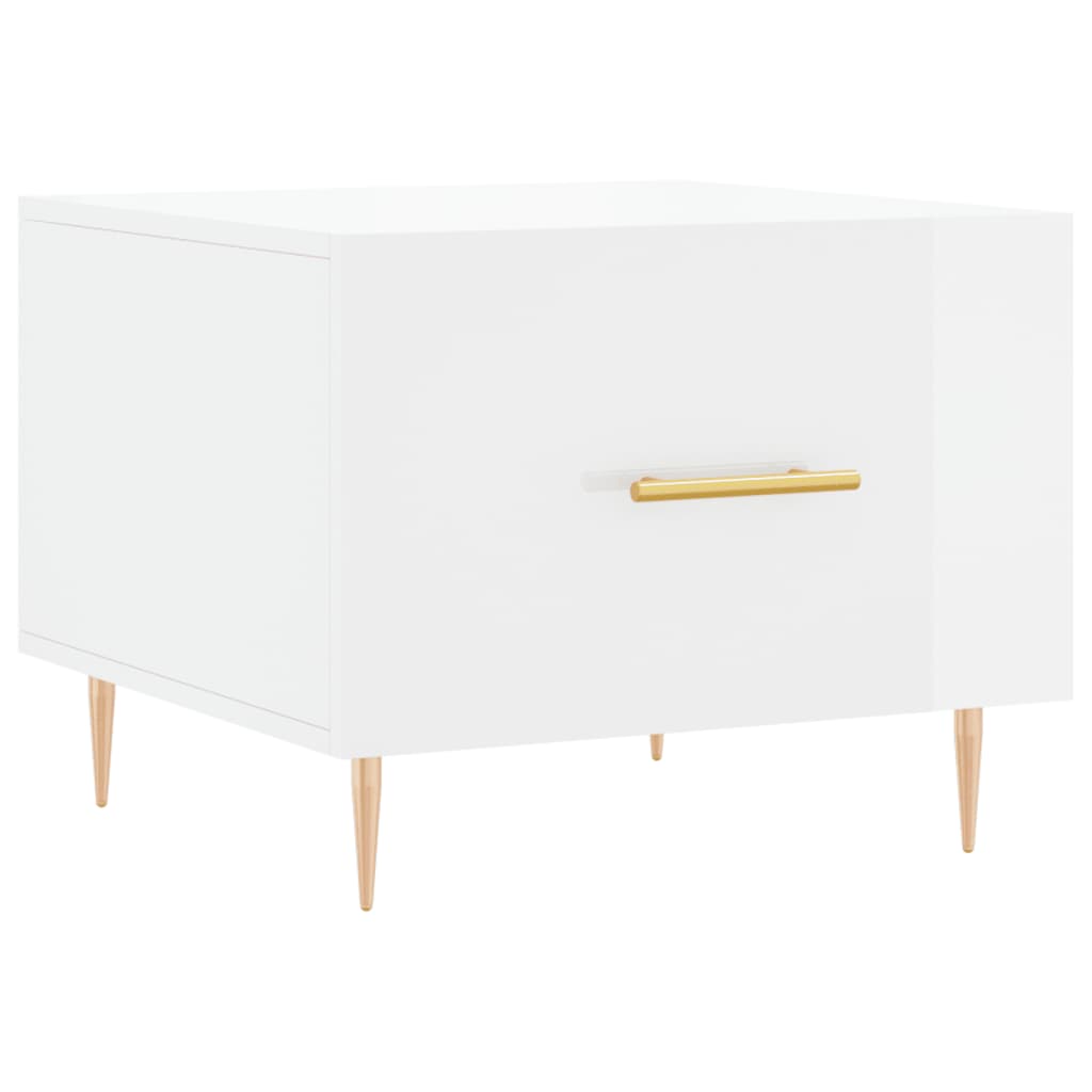 Tavolino Da Salotto Bianco Lucido 50x50x40 Cm Legno Multistrato - Image 6