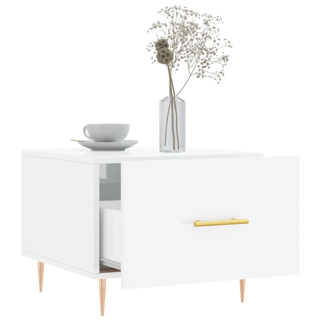 Tavolino Da Salotto Bianco Lucido 50x50x40 Cm Legno Multistrato - Image 5