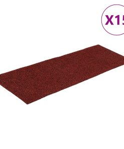 Tappetini Per Scale Autoadesivi 15 Pz 60x25 Cm Bordeaux Rosso Rettangolari