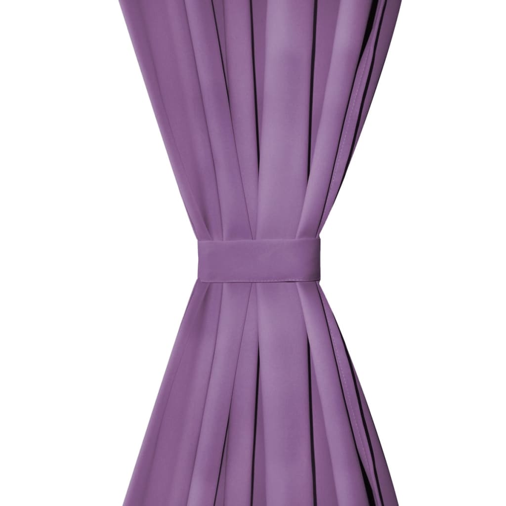 2 Pz Tende In Micro Raso Con Passanti 140x175 Cm Lilla