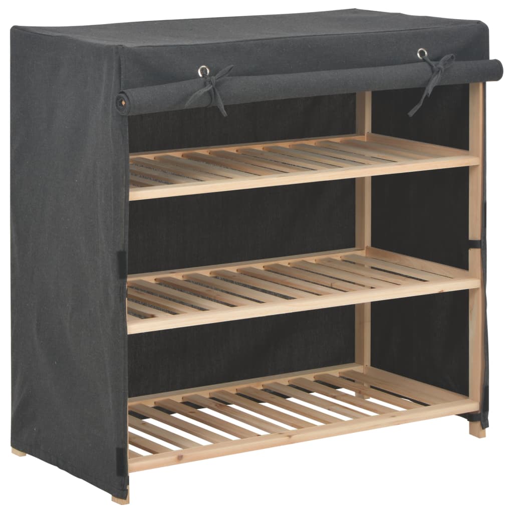 Scarpiera Con Rivestimento Grigia 79x40x80 Cm In Tessuto