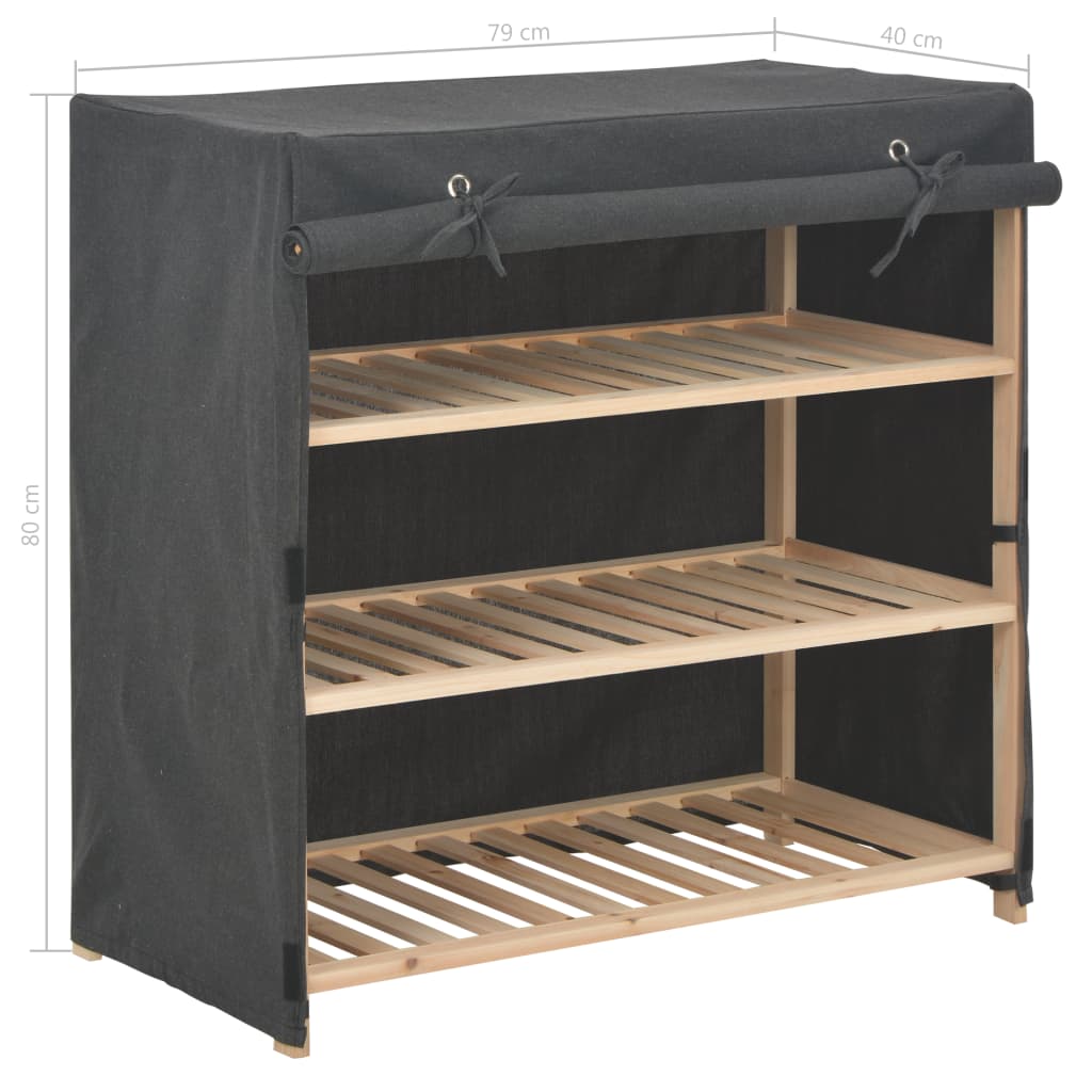 Scarpiera Con Rivestimento Grigia 79x40x80 Cm In Tessuto - Image 5