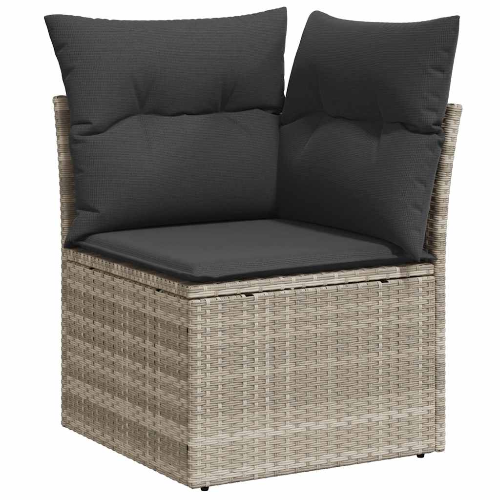 Set Divano Da Giardino 9pz Con Cuscini Grigio Chiaro Polyrattan