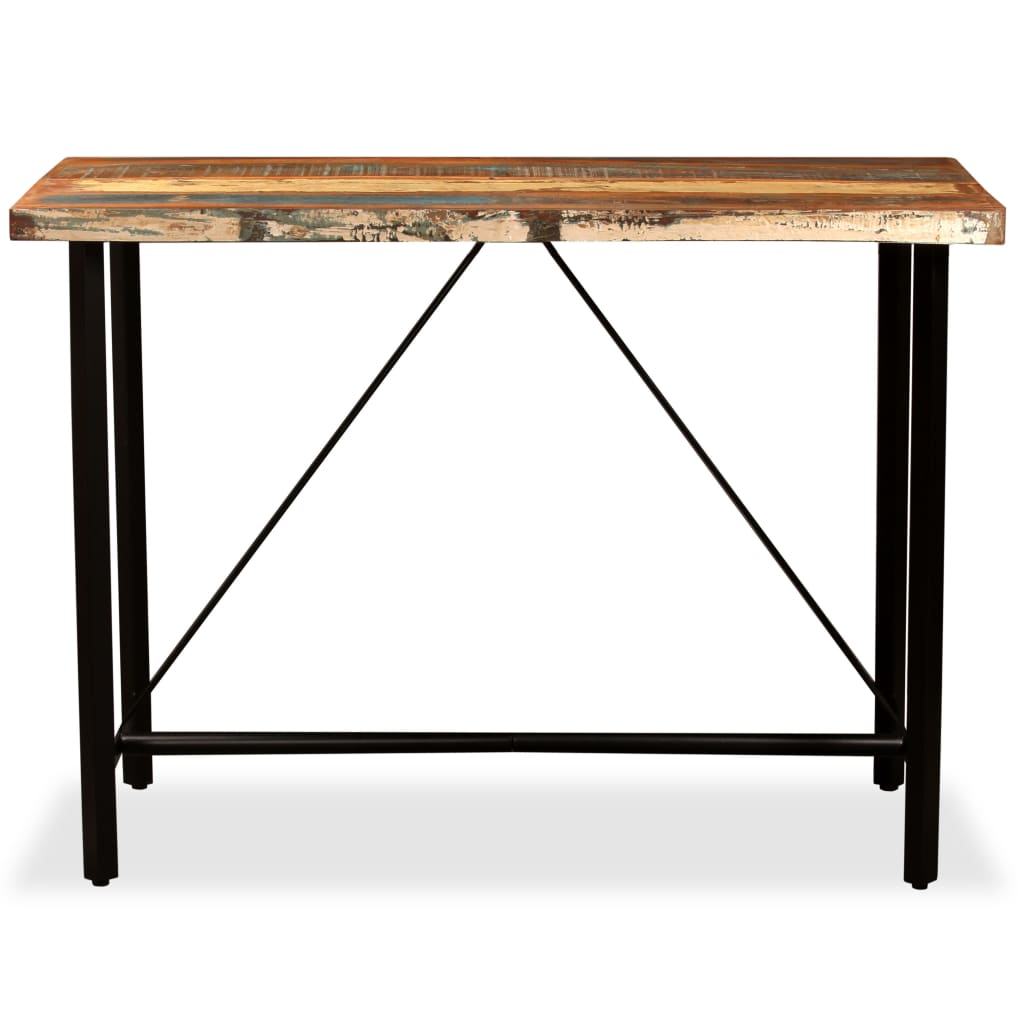 Set Da Bar 5 Pz In Legno Massello Di Recupero E Vera Pelle