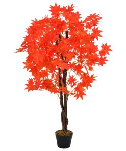Albero Di Acero Artificiale Con Vaso Rosso 120 cm