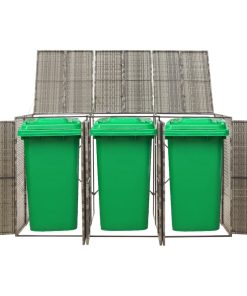 Copribidone Triplo Grigio 207x80x117 Cm In Polyrattan