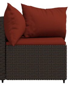Divani Angolari Da Giardino Con Cuscini 2pz Polyrattan Marrone