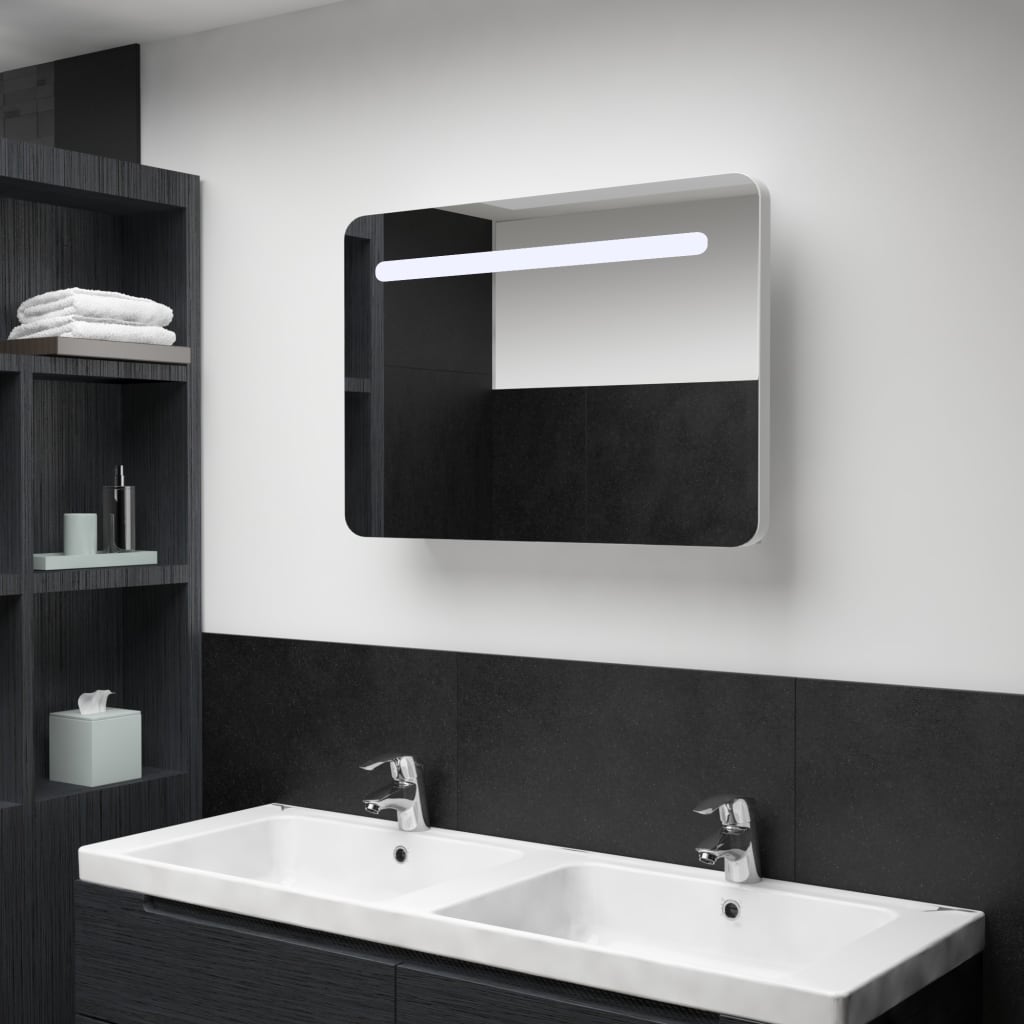 Armadietto Bagno Con Specchio E Led 80x9,5x55 cm - Image 4