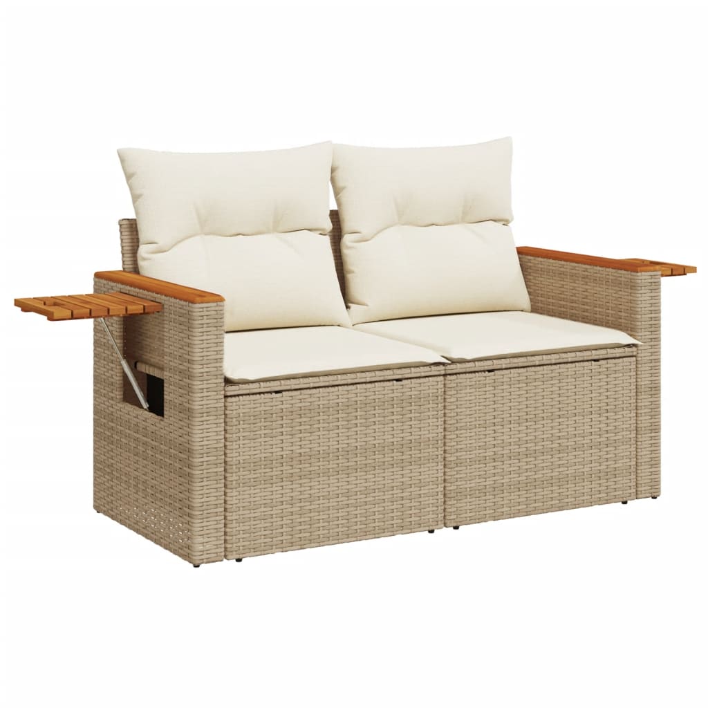 Set Divano Da Giardino 6 Pz Con Cuscini Beige In Polyrattan - Image 3