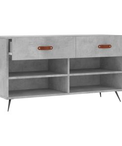 Panca Porta Scarpe Grigio Cemento 102x35x55cm Legno Multistrato