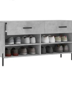 Panca Porta Scarpe Grigio Cemento 102x35x55cm Legno Multistrato