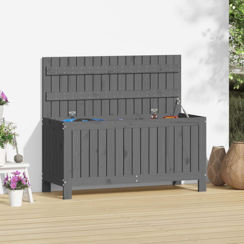 Contenitore Giardino Grigio 108x42,5x54 Cm Legno Massello Pino