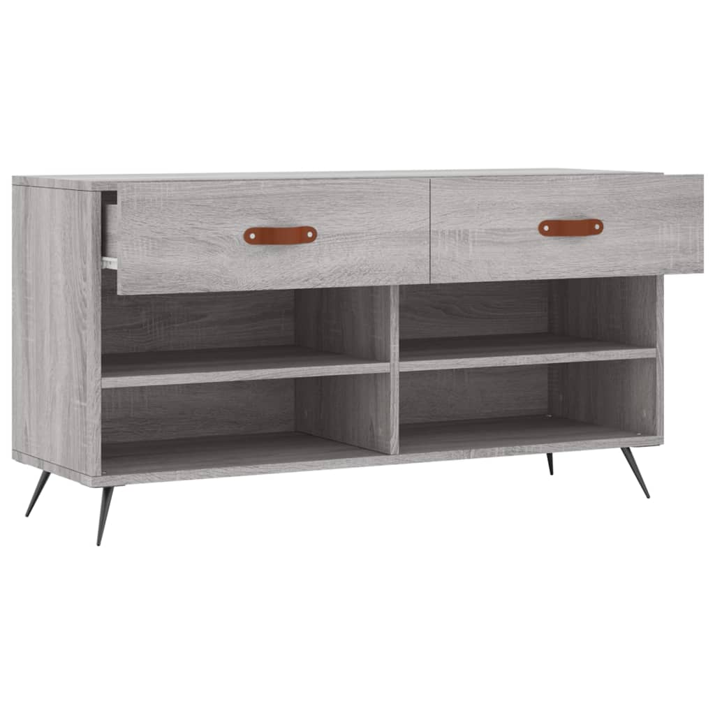 Panca Porta Scarpe Grigio Sonoma 102x35x55 Cm Legno Multistrato