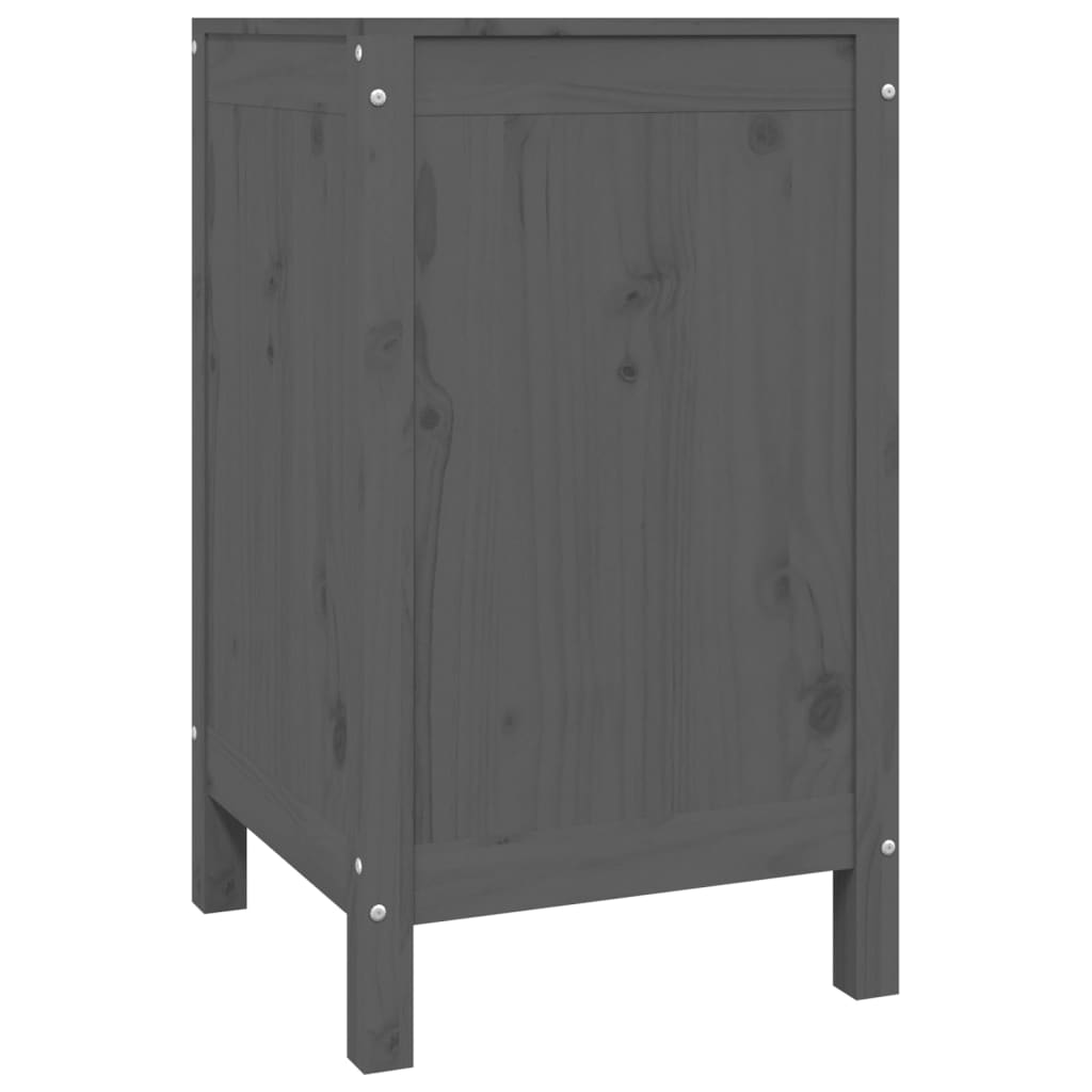 Contenitore Per Bucato Grigio 44x44x76 Cm Legno Massello Pino - Image 3